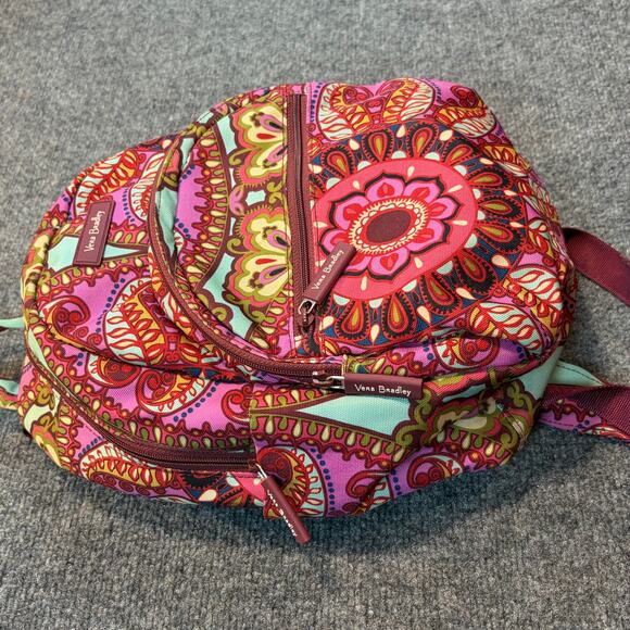 Vera Bradley Lilli Bell Nylon Campus Backpack Pink Orange Paisley Floral Bookbag main image 4